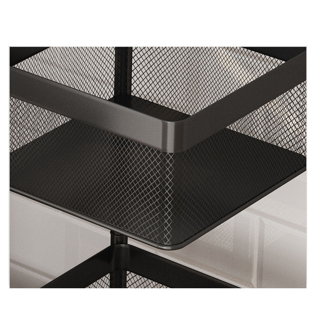 SOGA 5 Tier Steel Square Rotating Kitchen Cart Multi-Functional Shelves Portable Storage Organizer with Wheels - Cafe Supply