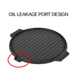 SOGA 30CM Round Cast Iron Korean BBQ Grill Plate with Handles and Drip Lip - Cafe Supply