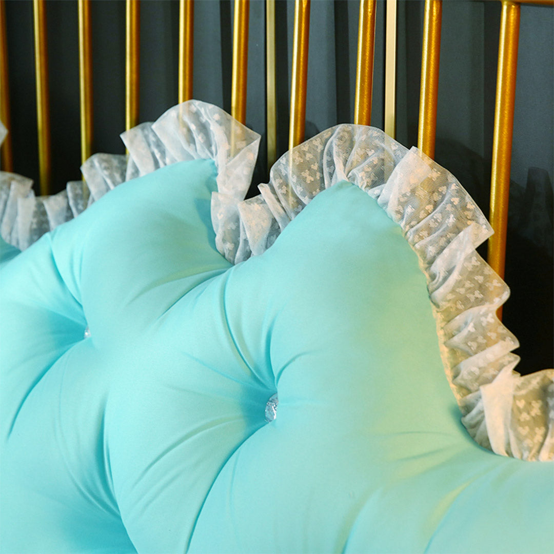 SOGA 2X 180cm Light Blue Princess Bed Pillow Headboard Backrest Bedside Tatami Sofa Cushion with Ruffle Lace Home Decor - Cafe Supply