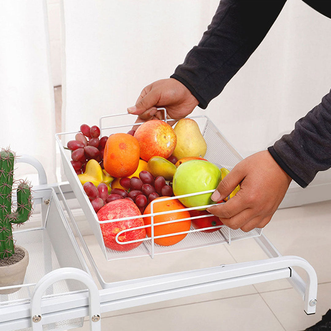 SOGA 2X 3 Tier Steel White Adjustable Kitchen Cart Multi-Functional Shelves Portable Storage Organizer with Wheels - Cafe Supply
