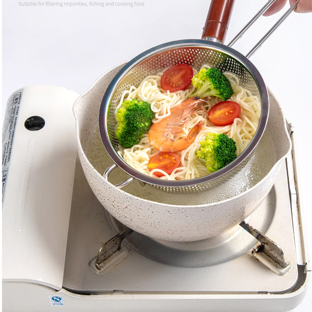 SOGA Stainless Steel Perforated Colander Fine Mesh Net Food Strainer Basket with Handle Skimmer Sieve Set - Cafe Supply