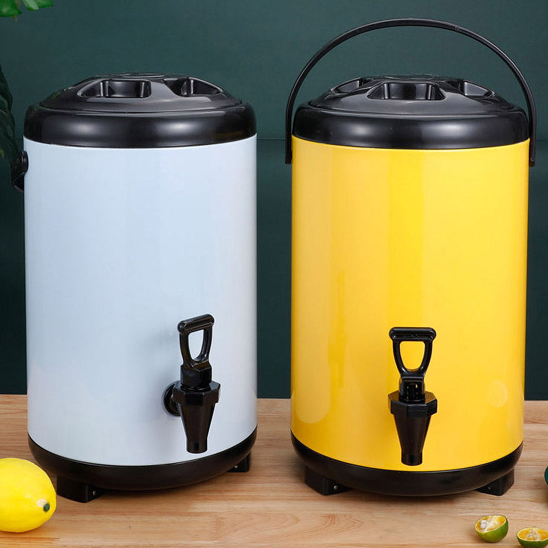 SOGA 2X 18L Stainless Steel Insulated Milk Tea Barrel Hot and Cold Beverage Dispenser Container with Faucet White - Cafe Supply