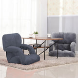 SOGA Foldable Lounge Cushion Adjustable Floor Lazy Recliner Chair with Armrest Grey - Cafe Supply