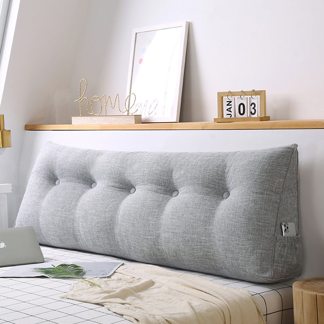 SOGA 2X 180cm Silver Triangular Wedge Bed Pillow Headboard Backrest Bedside Tatami Cushion Home Decor - Cafe Supply