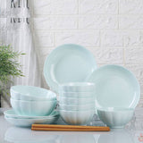 SOGA Light Blue Japanese Style Ceramic Dinnerware Crockery Soup Bowl Plate Server Kitchen Home Decor Set of 6