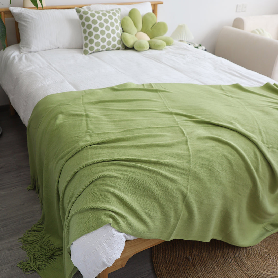 SOGA 2X Green Acrylic Knitted Throw Blanket Solid Fringed Warm Cozy Woven Cover Couch Bed Sofa Home Decor - Cafe Supply