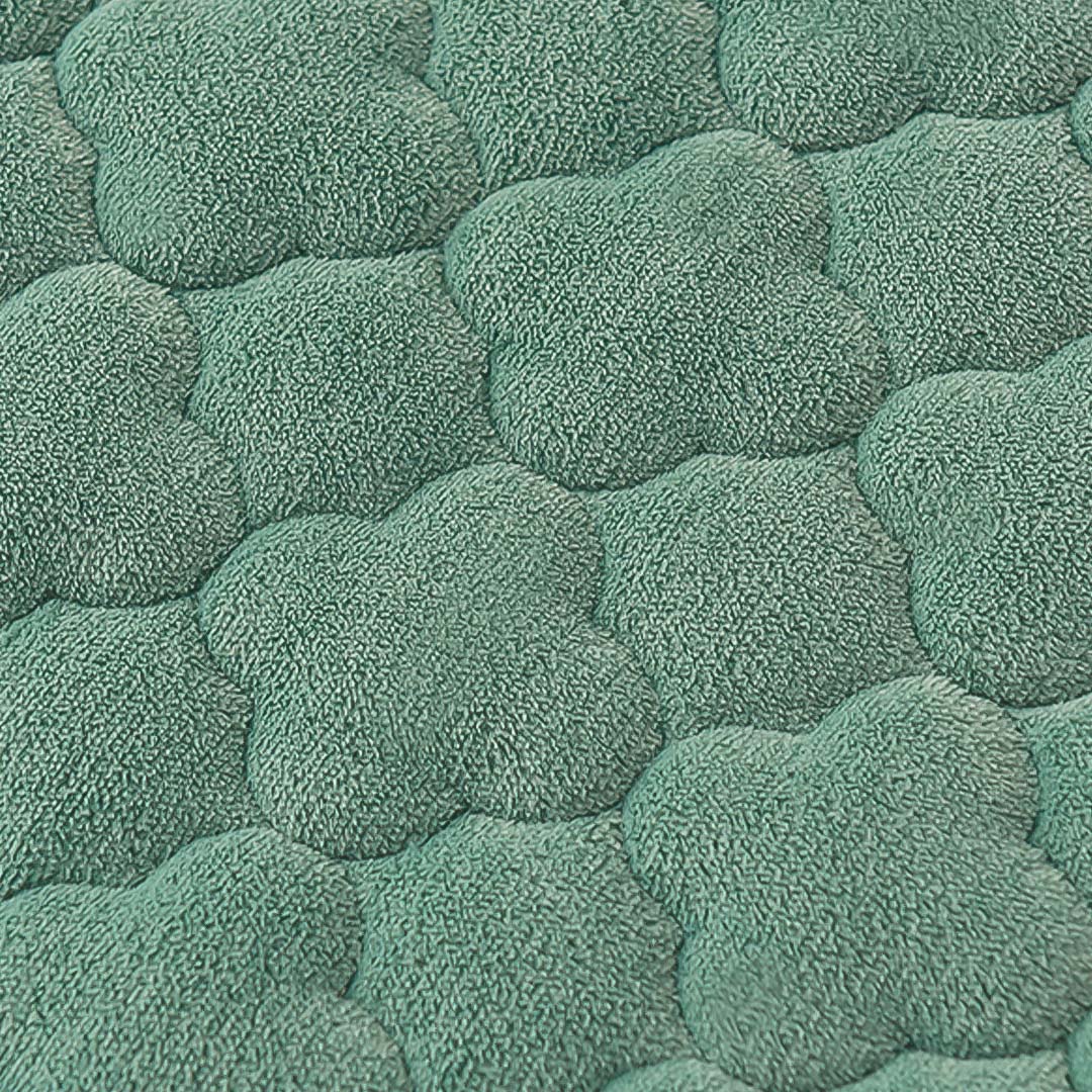 SOGA 2X Green 153cm Wide Mattress Cover Thick Quilted Fleece Stretchable Clover Design Bed Spread Sheet Protector with Pillow Covers - Cafe Supply