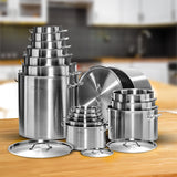 SOGA 17L Wide Stock Pot  and 50L Tall Top Grade Thick Stainless Steel Stockpot 18/10 - Cafe Supply