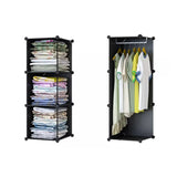 SOGA 10 Cubes Black Portable Wardrobe Divide-Grid Modular Storage Organiser Foldable Closet with Doors - Cafe Supply