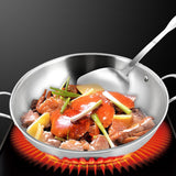 SOGA 2X 3-Ply 38cm Stainless Steel Double Handle Wok Frying Fry Pan Skillet with Lid - Cafe Supply