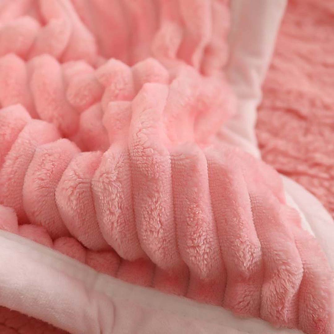 SOGA 2X Throw Blanket Warm Cozy Double Sided Thick Flannel Coverlet Fleece Bed Sofa Comforter Pink - Cafe Supply
