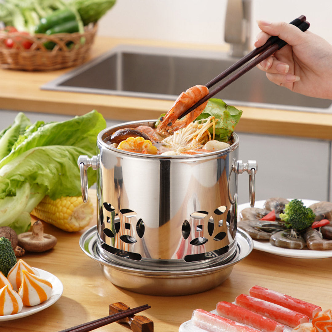 SOGA Stainless Steel Mini Asian Buffet Hot Pot Single Person Shabu Alcohol Stove Burner with Lid - Cafe Supply