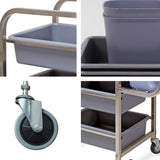SOGA 2X 3 Tier Food Trolley Food Waste Cart Five Buckets Kitchen Food Utility 82x43x92cm Square - Cafe Supply