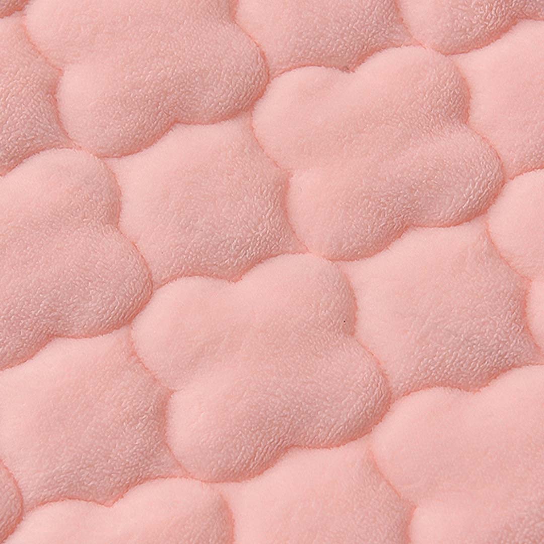 SOGA 2X Pink 153cm Wide Mattress Cover Thick Quilted Fleece Stretchable Clover Design Bed Spread Sheet Protector with Pillow Covers - Cafe Supply