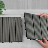 SOGA 2X 11 pcs Grey DIY Wooden Composite Decking Tiles Garden Outdoor Backyard Flooring Home Decor - Cafe Supply