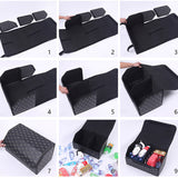 SOGA 4X Leather Car Boot Collapsible Foldable Trunk Cargo Organizer Portable Storage Box Black/Gold Stitch Large - Cafe Supply