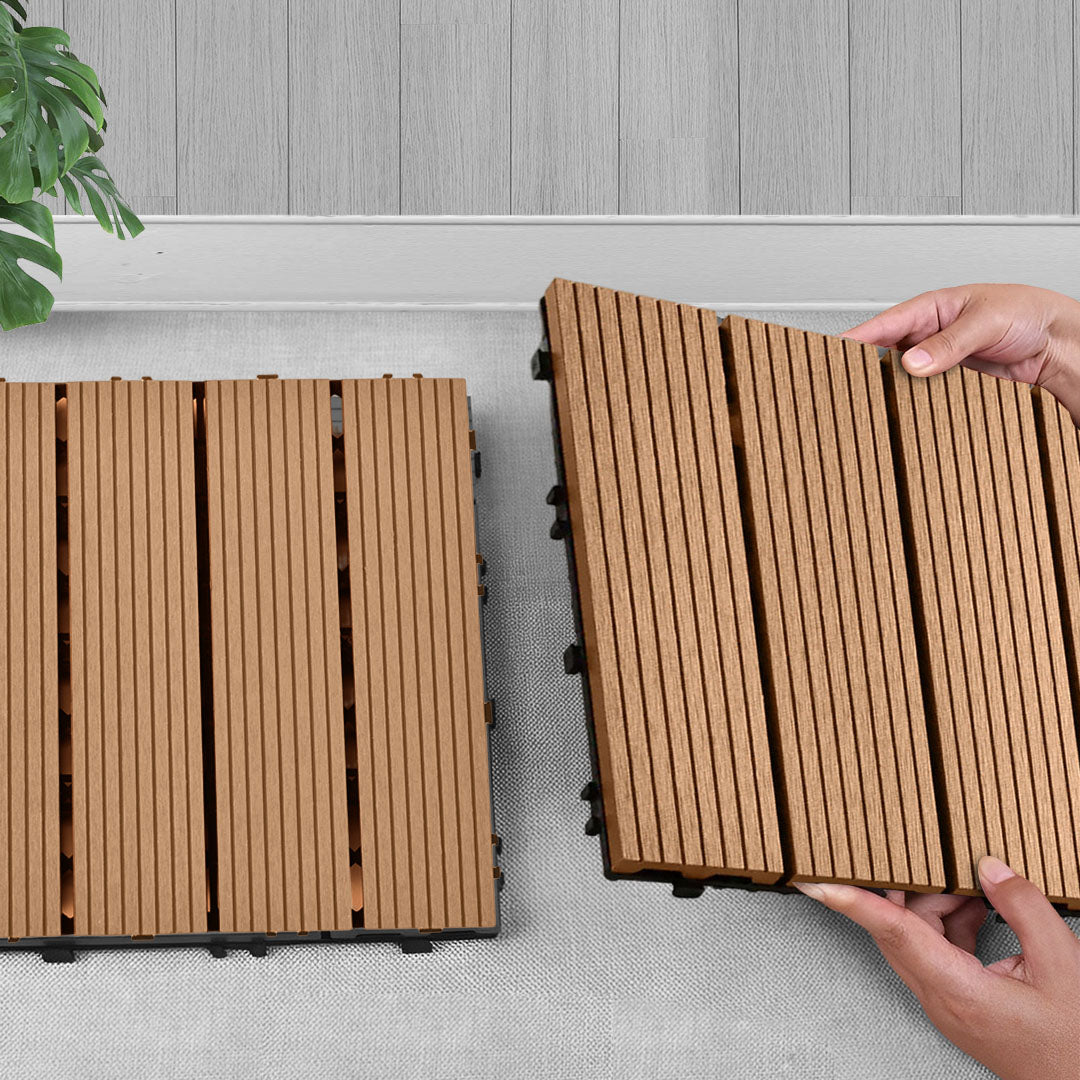 SOGA 2X 11 pcs Coffee DIY Wooden Composite Decking Tiles Garden Outdoor Backyard Flooring Home Decor - Cafe Supply