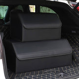 SOGA 2X Leather Car Boot Collapsible Foldable Trunk Cargo Organizer Portable Storage Box Black Large - Cafe Supply