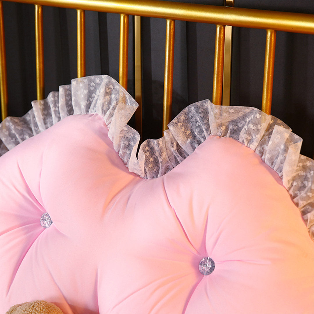 SOGA 2X 180cm Pink Princess Bed Pillow Headboard Backrest Bedside Tatami Sofa Cushion with Ruffle Lace Home Decor - Cafe Supply