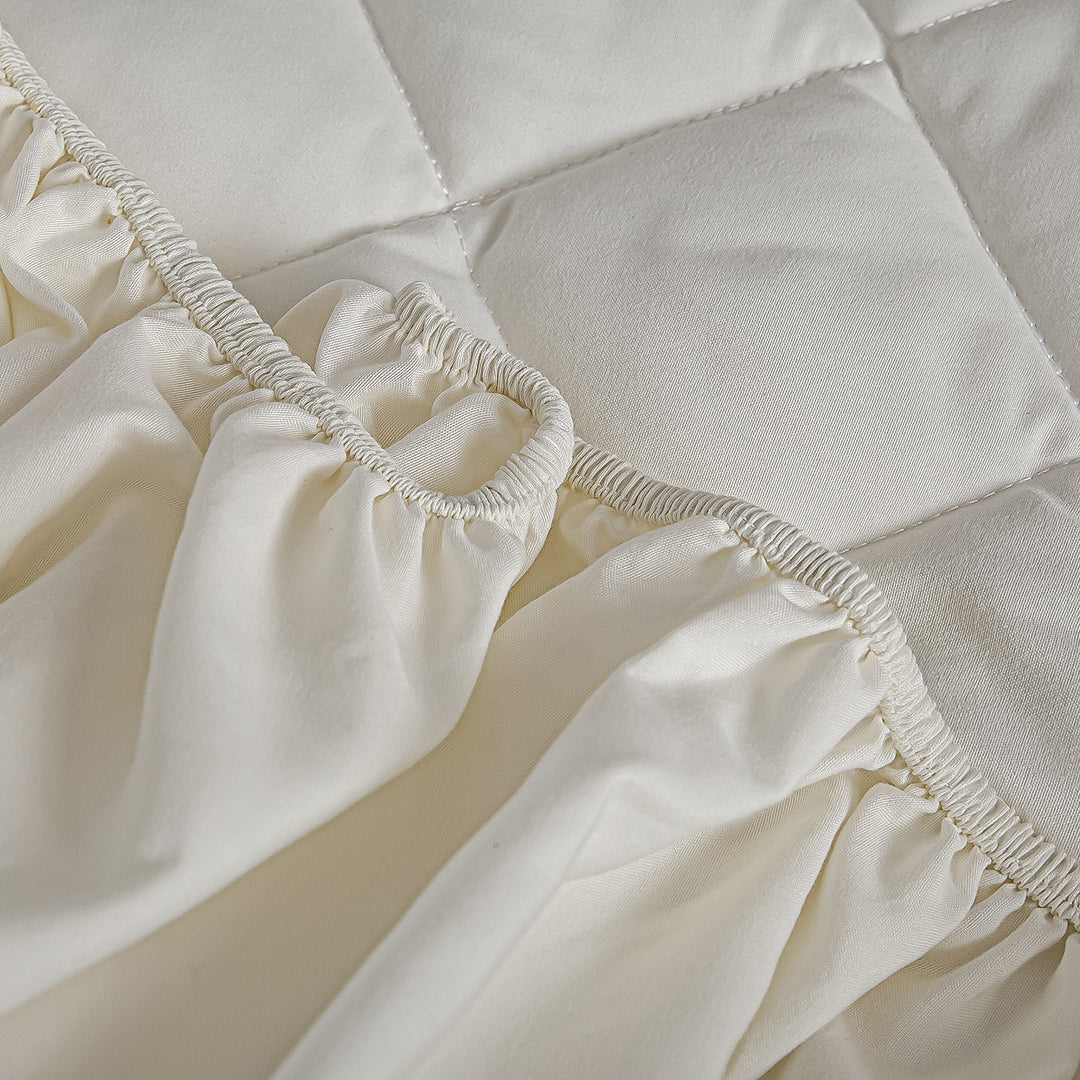 SOGA 2X White 183cm Wide Cross-Hatch Mattress Cover Thick Quilted Stretchable Bed Spread Sheet Protector with Pillow Covers - Cafe Supply