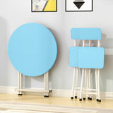 SOGA 2X  Blue Dining Table Portable Round Surface Space Saving Folding Desk Home Decor - Cafe Supply