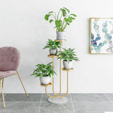 SOGA 2X U Shaped Plant Stand Round Flower Pot Tray Living Room Balcony Display Gold Metal Decorative Shelf - Cafe Supply
