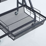 SOGA 2X 3 Tier Steel Black Adjustable Kitchen Cart Multi-Functional Shelves Portable Storage Organizer with Wheels - Cafe Supply