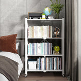 SOGA 2X 4 Tier Steel White Foldable Display Stand Multi-Functional Shelves Portable Storage Organizer with Wheels - Cafe Supply