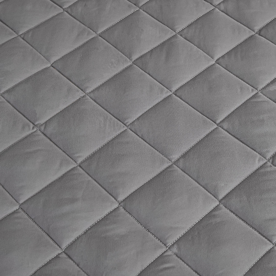 SOGA 2X Grey 183cm Wide Cross-Hatch Mattress Cover Thick Quilted Stretchable Bed Spread Sheet Protector with Pillow Covers - Cafe Supply
