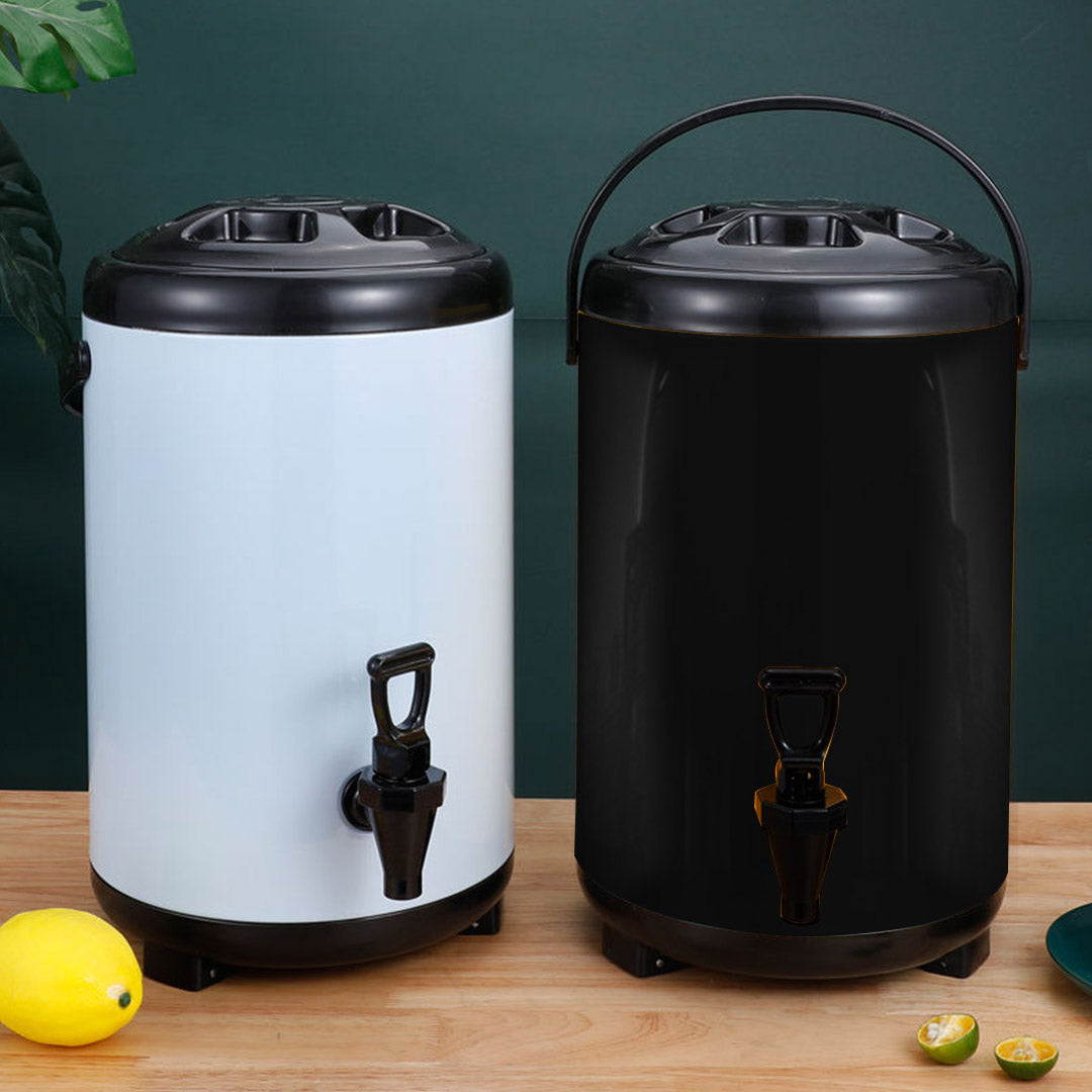 SOGA 4X 8L Stainless Steel Insulated Milk Tea Barrel Hot and Cold Beverage Dispenser Container with Faucet Black - Cafe Supply