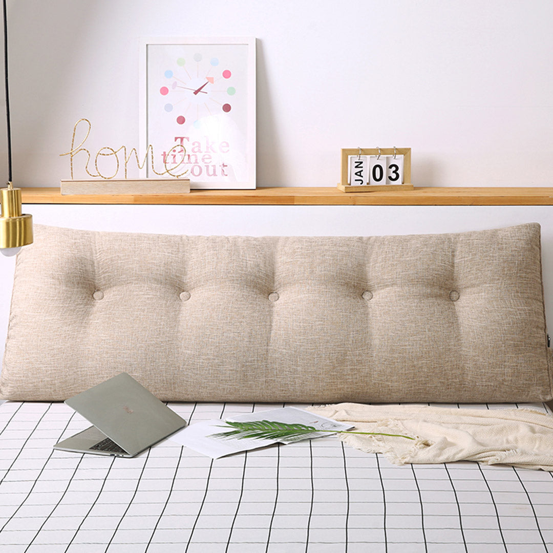 SOGA 2X 180cm Beige Triangular Wedge Bed Pillow Headboard Backrest Bedside Tatami Cushion Home Decor - Cafe Supply