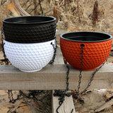 SOGA 2X Red Small Hanging Resin Flower Pot Self Watering Basket Planter Outdoor Garden Decor - Cafe Supply