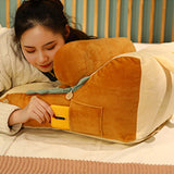 SOGA Smiley Face Toast Bread Wedge Cushion Stuffed Plush Cartoon Back Support Pillow Home Decor - Cafe Supply
