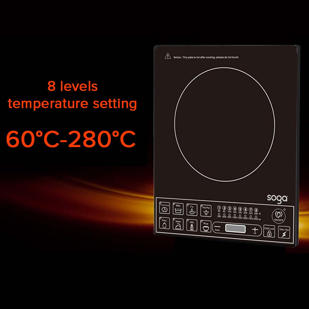 SOGA Electric Smart Induction Cooktop and 34cm Cast Iron Induction Crepe Pan Baking Cookware - Cafe Supply