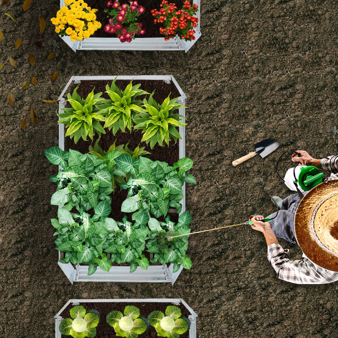 SOGA 2X 120cm Rectangle Galvanised Raised Garden Bed Vegetable Herb Flower Outdoor Planter Box - Cafe Supply