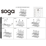 SOGA 2X Black Portable 4-Cube 2 Column Storage Organiser Foldable DIY Modular Grid Space Saving Shelf - Cafe Supply