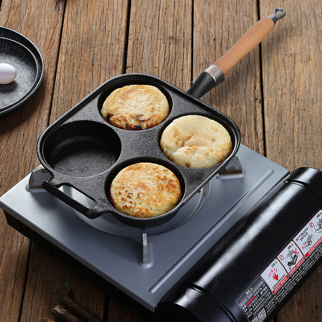 SOGA 4 Mold Cast Iron Breakfast Fried Egg Pancake Omelette Fry Pan - Cafe Supply