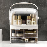 SOGA 3 Tier White Countertop Makeup Cosmetic Storage Organiser Skincare Holder Jewelry Storage Box with Handle - Cafe Supply