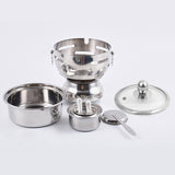 SOGA Stainless Steel Mini Asian Buffet Hot Pot Single Person Shabu Alcohol Stove Burner with Glass Lid - Cafe Supply