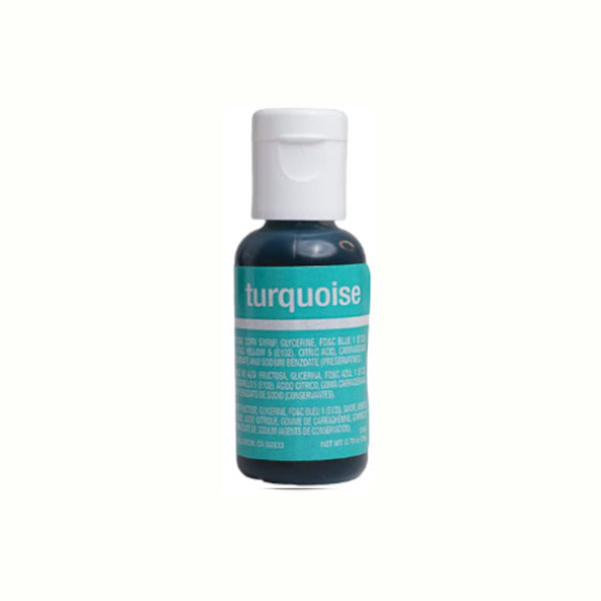 Chefmaster Liqua Gel Turquoise .70oz Bottle (Box 12) - Cafe Supply