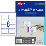 Avery Cards Multi Purpose  Inkjet Laser 8up 10 Sheets - Cafe Supply