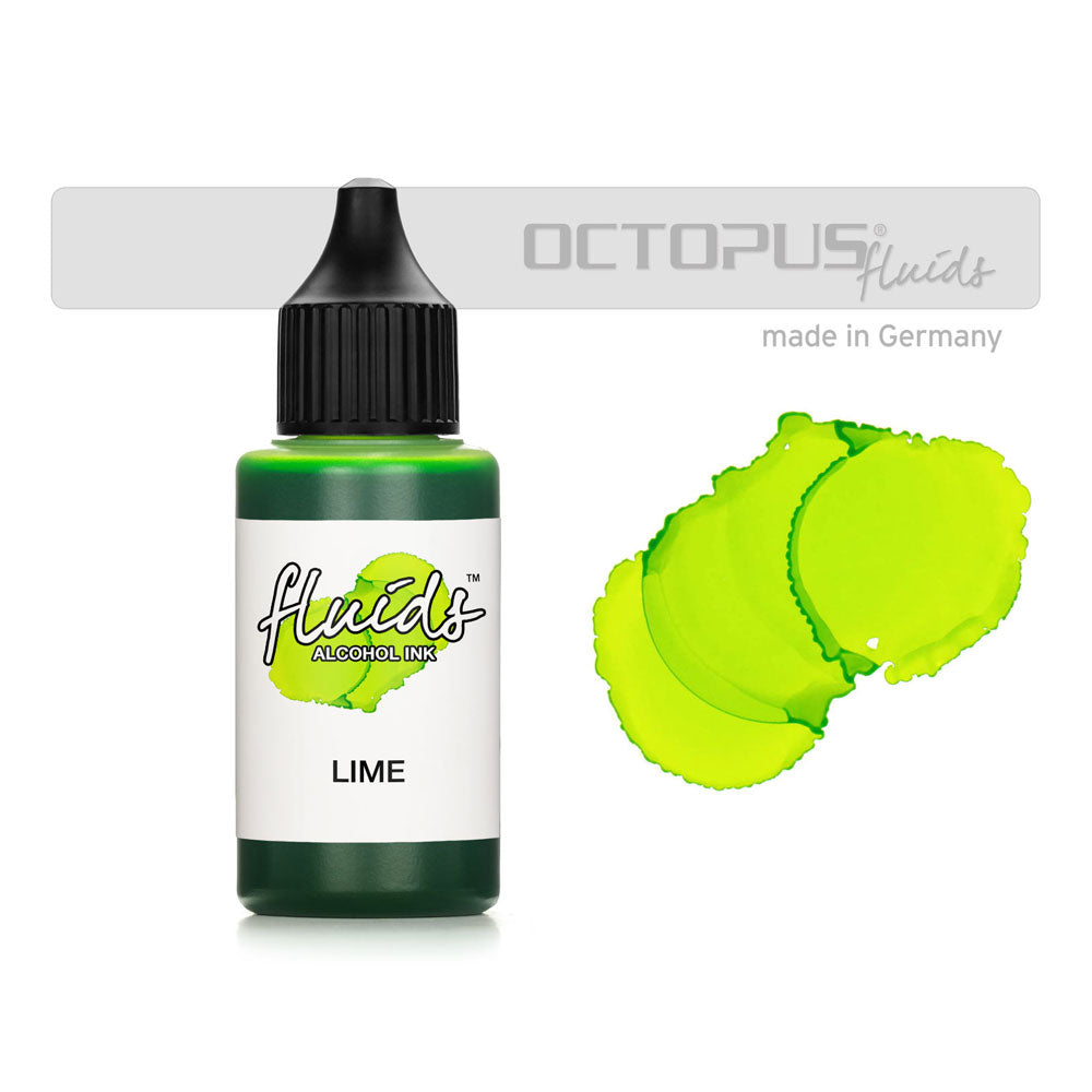 Octopus Fluids Alcohol Ink Lime Green 30ml - Cafe Supply