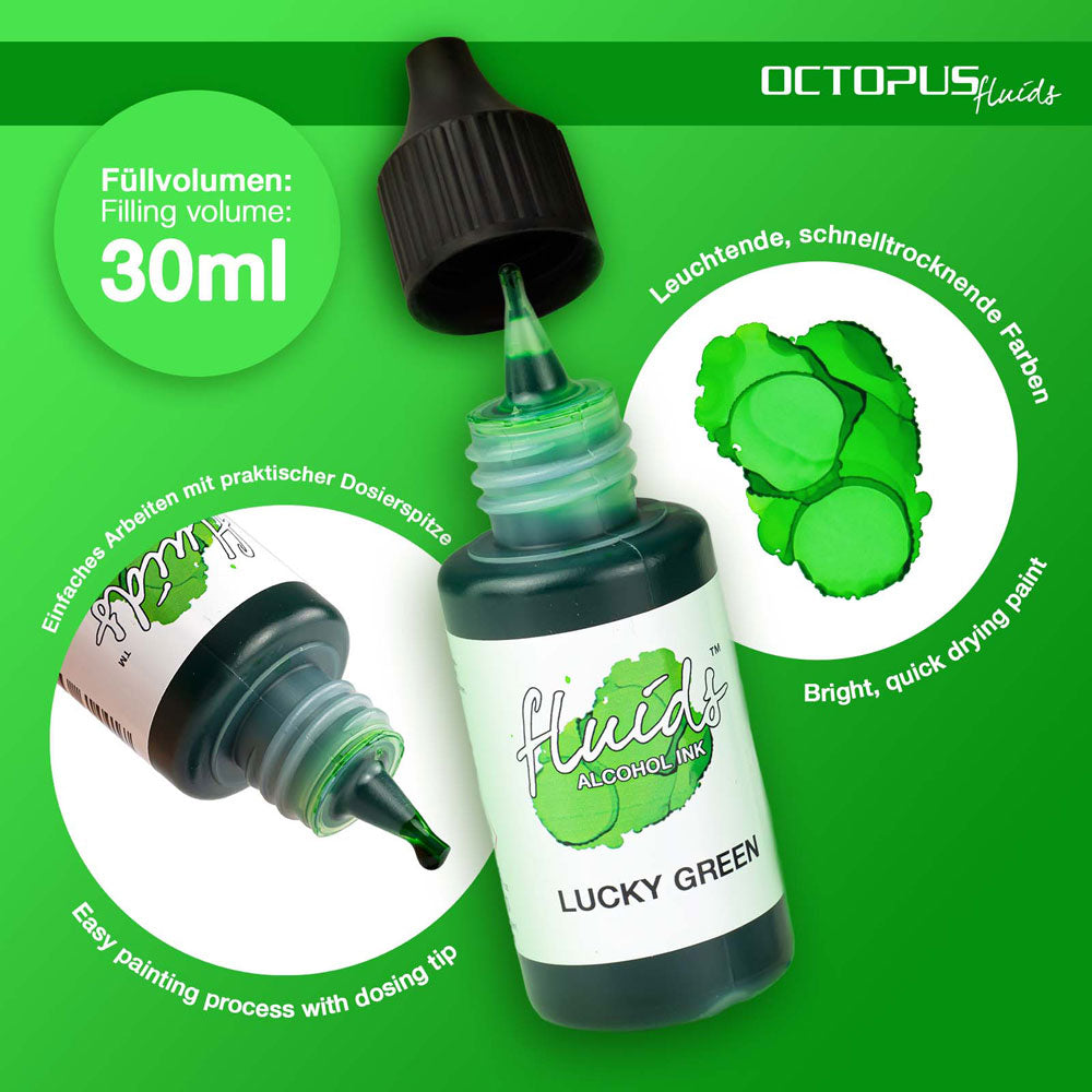 Octopus Fluids Alcohol Ink Lucky Green 30ml - Cafe Supply