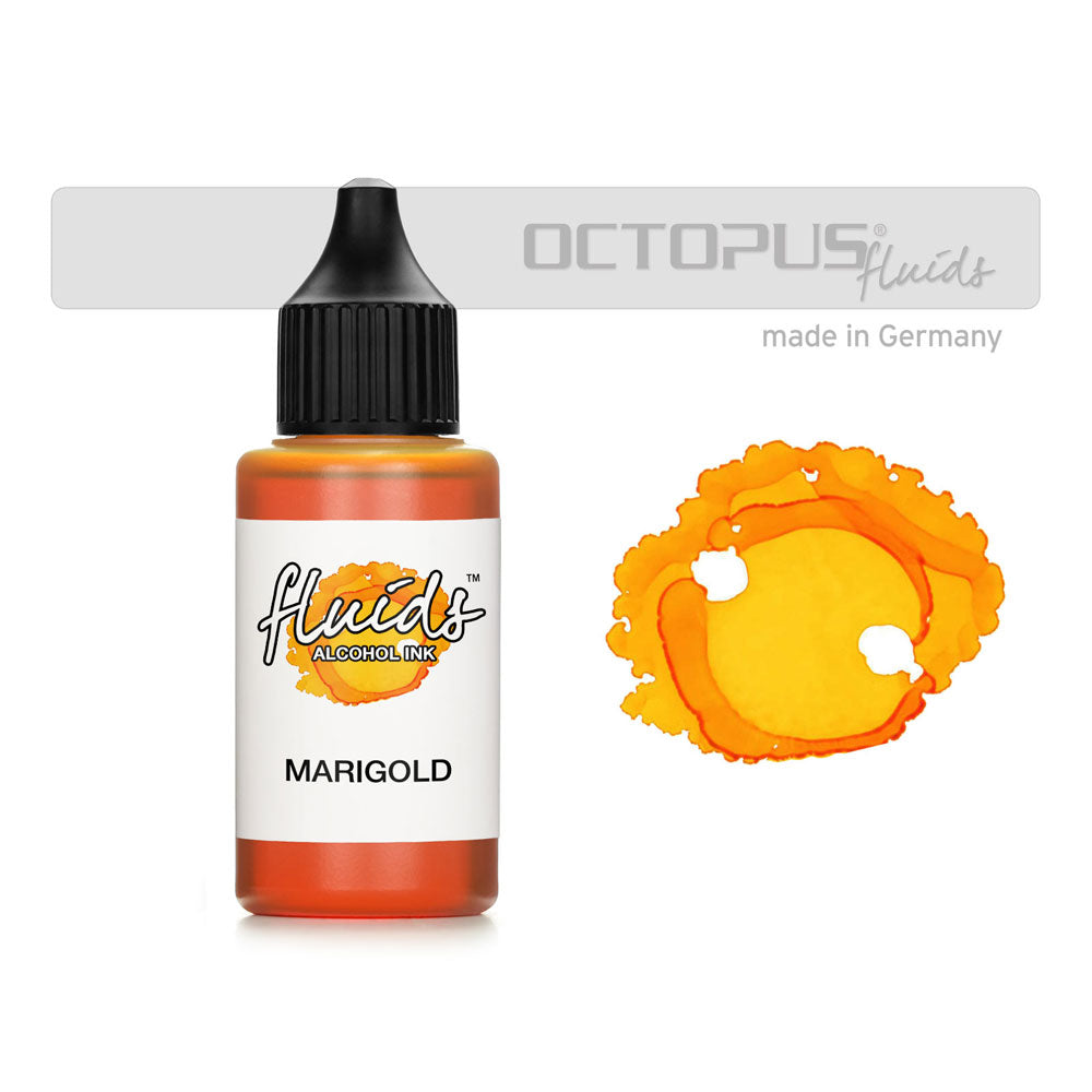 Octopus Fluids Alcohol Ink Marigold Yellow 30ml - Cafe Supply