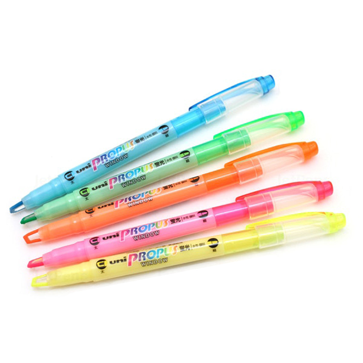 Uni Propus Window Double-Ended Highlighter 4.0mm/0.6mm 5 Pack - Cafe Supply