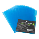 OSC L Shaped Pockets A4 Blue, Pack of 12 - Cafe Supply
