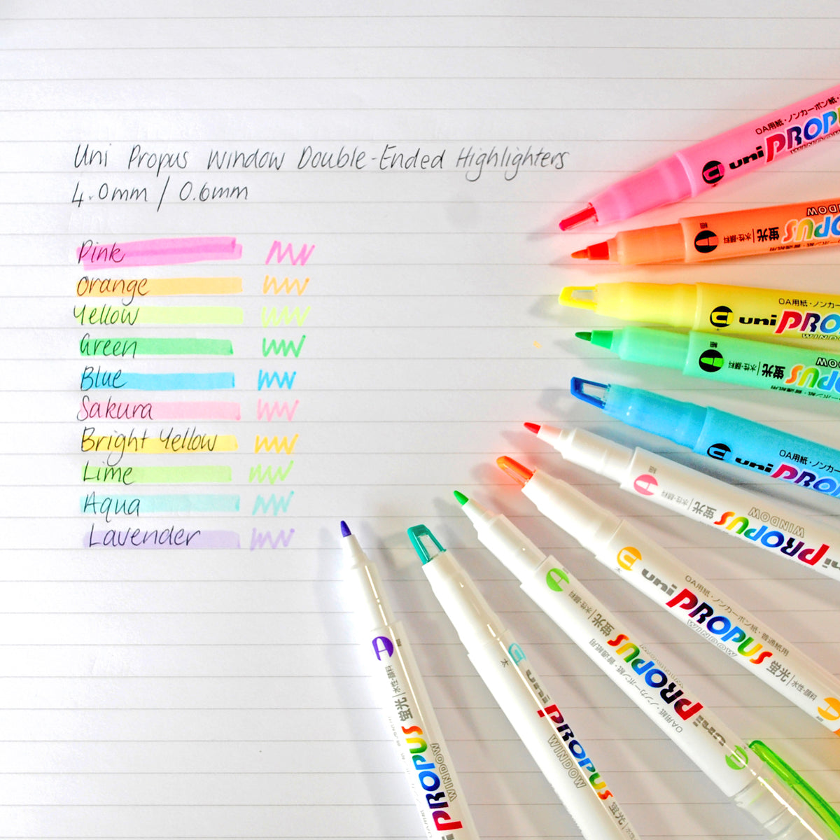 Uni Propus Window Double-Ended Highlighter 4.0mm/0.6mm Lime PUS-102 - Cafe Supply