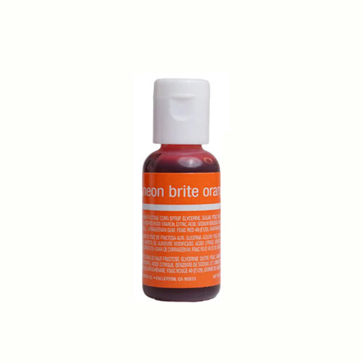 Chefmaster Liqua Gel Neon Brite Orange .70oz Bottle - - Cafe Supply