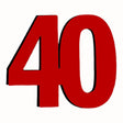40th Glitter Red Cake Topper (Card 90x70mm) - Cafe Supply