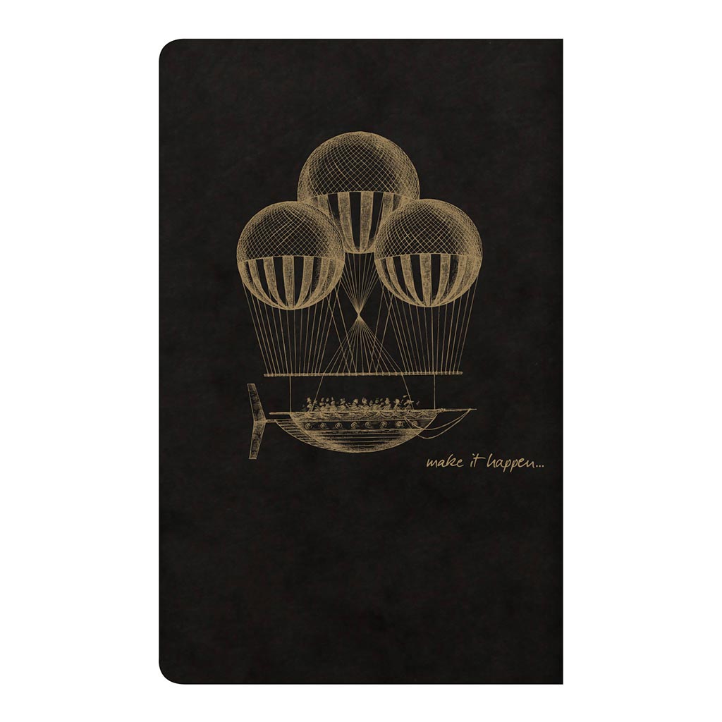 Flying Spirit Sewn Notebook 7.5x12cm Black - Cafe Supply